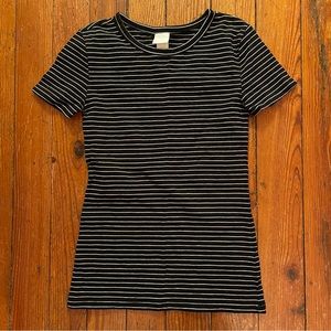 H&M basics black and white striped t-shirt, short sleeves, never worn